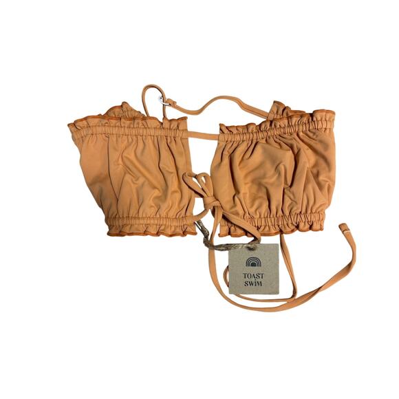 NWT Toast Signature Ruffle Bandeau Top, Open Front, Apricot‎ Orange, Sz S - Picture 1 of 3